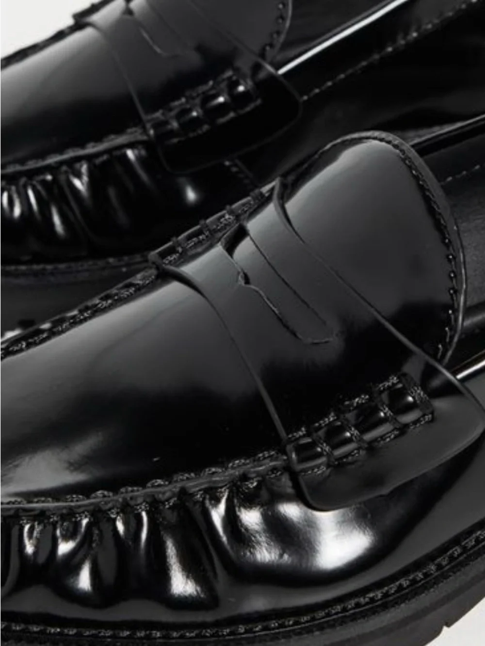 Rag & Bone Corey womens shiny Black Leather Penny Loafers lug sole NEW EU 39
